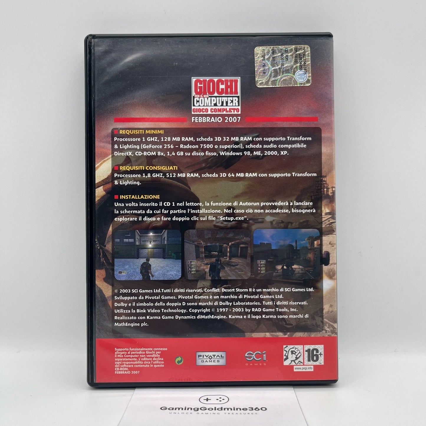 Conflict DESERT STORM II 2 PC CD-ROM Italiano Completo Gioco Computer Pivotal