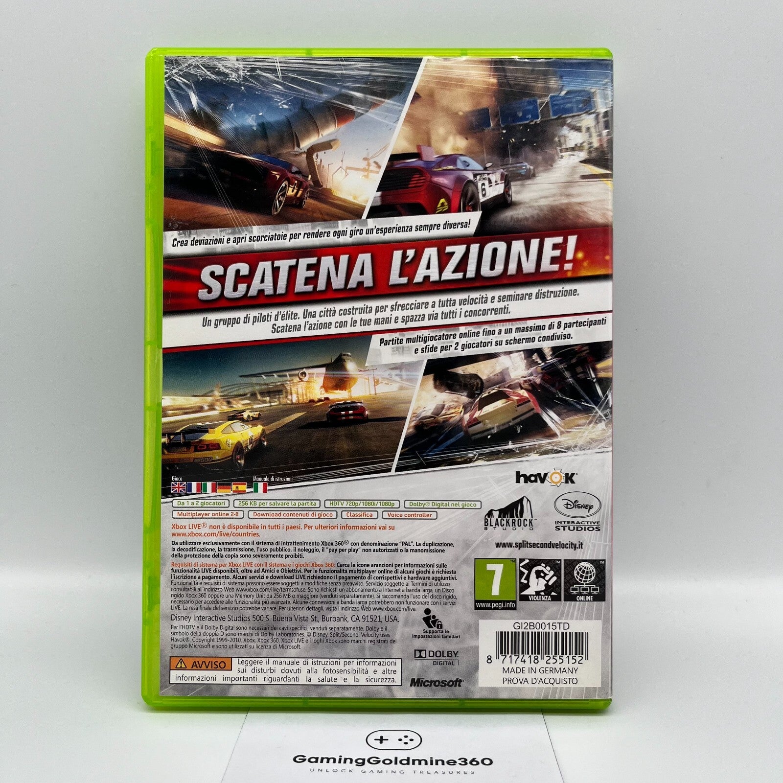 Split Second Velocity Xbox 360 Italiano Completo con Manuale PAL Disney Microsof