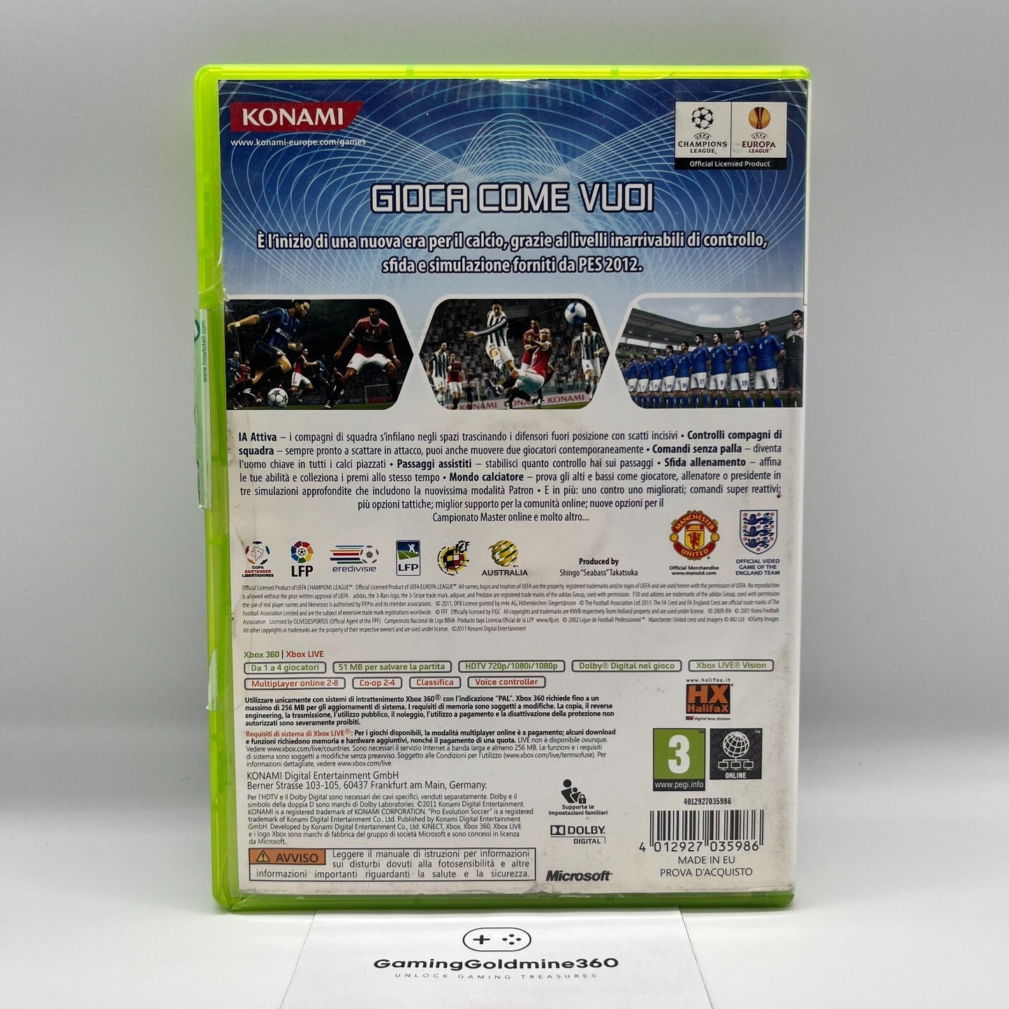 PES 2012 + PES 2013 Xbox 360 ITALIANO CompletI COME NUOVI Pro Evolution Soccer