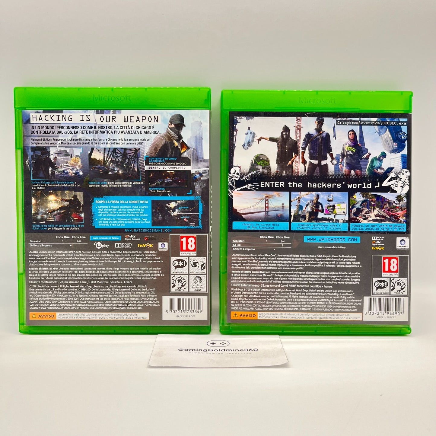 WATCH DOGS 1 & 2 Xbox One Italiano Completo con Manuale Giochi Ubisoft Microsoft