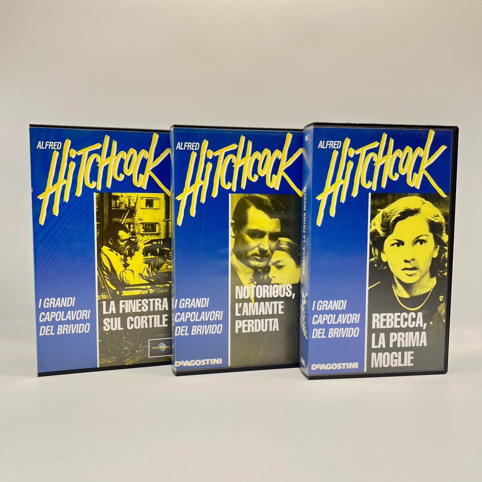 🎥 Lotto 3 VHS Alfred Hitchcock - La Finestra sul Cortile, Notorious, Rebecca 📼