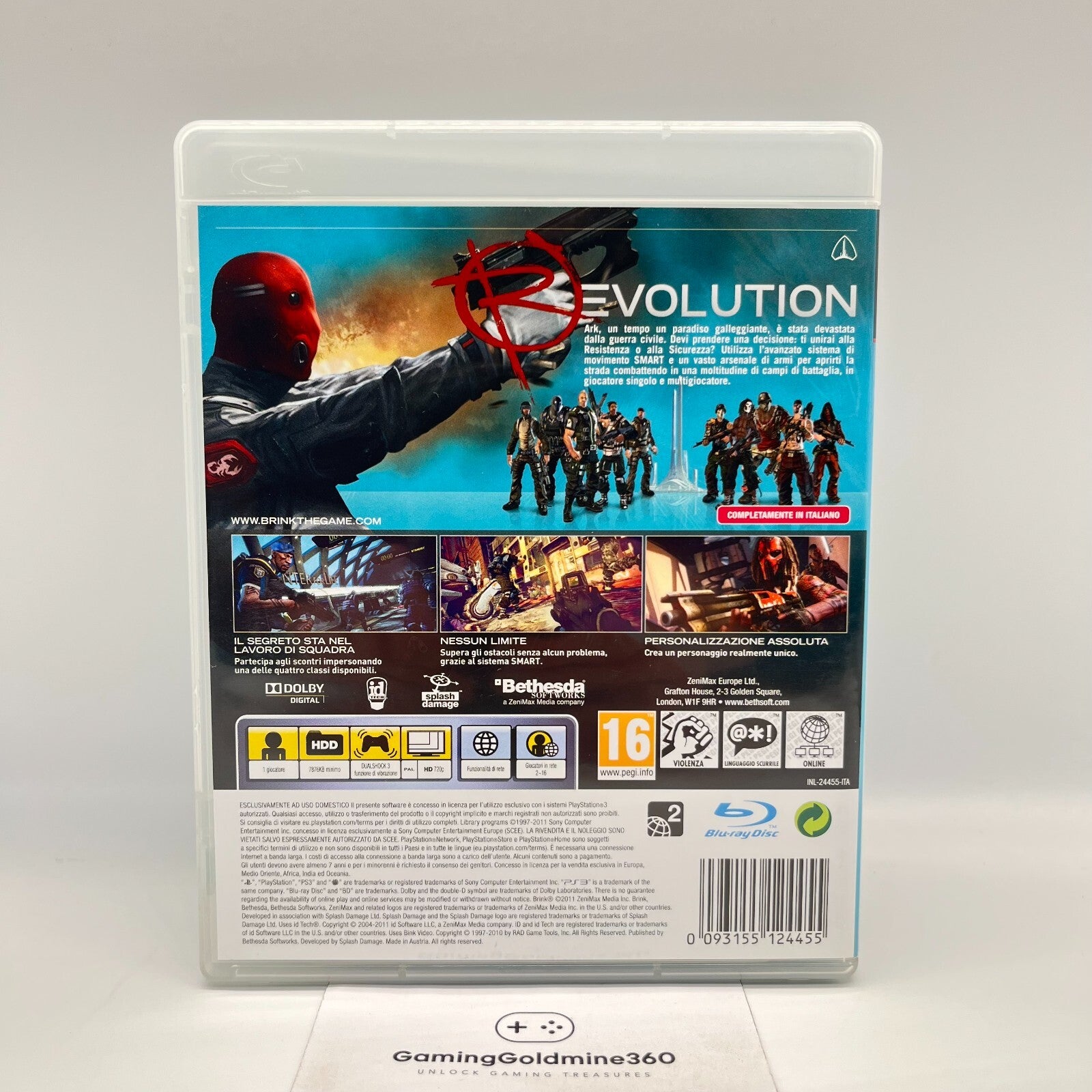 Brink PS3 Italiano Completo con Manuale PAL Bethesda Sony PlayStation 3 OTTIMO