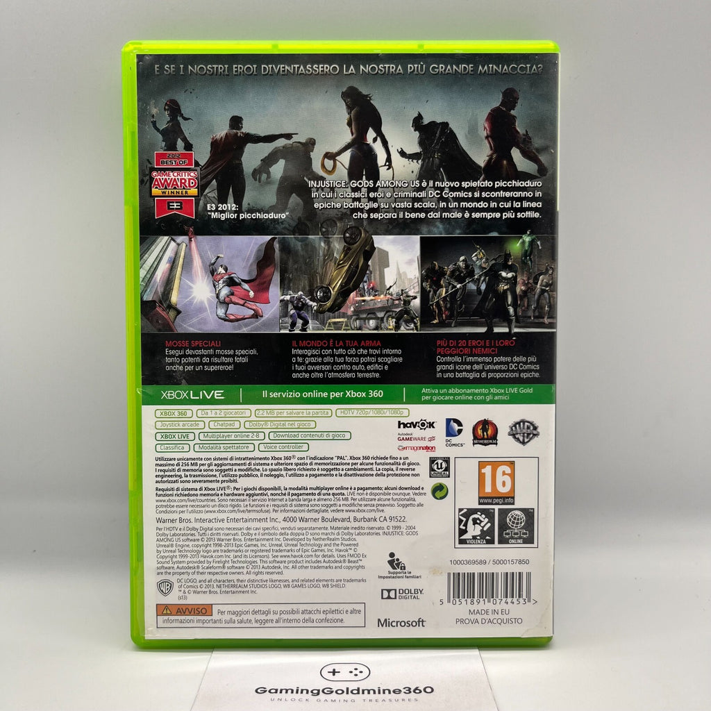 INJUSTICE Gods Among Us Xbox 360 Italiano Completo PAL Gioco DC Microsoft OTTIMO