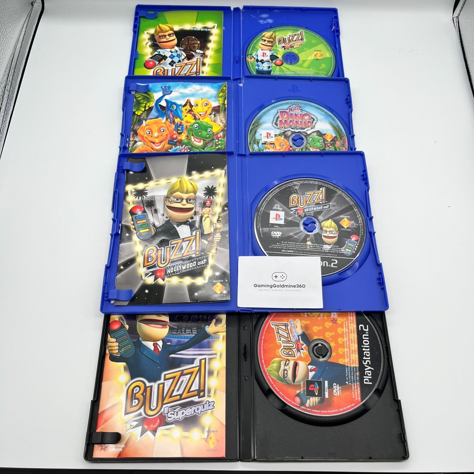 BUZZ! Quiz Sports+Junior Dino Mania+Hollywood+Superquiz PS2 Sony PlayStation 2