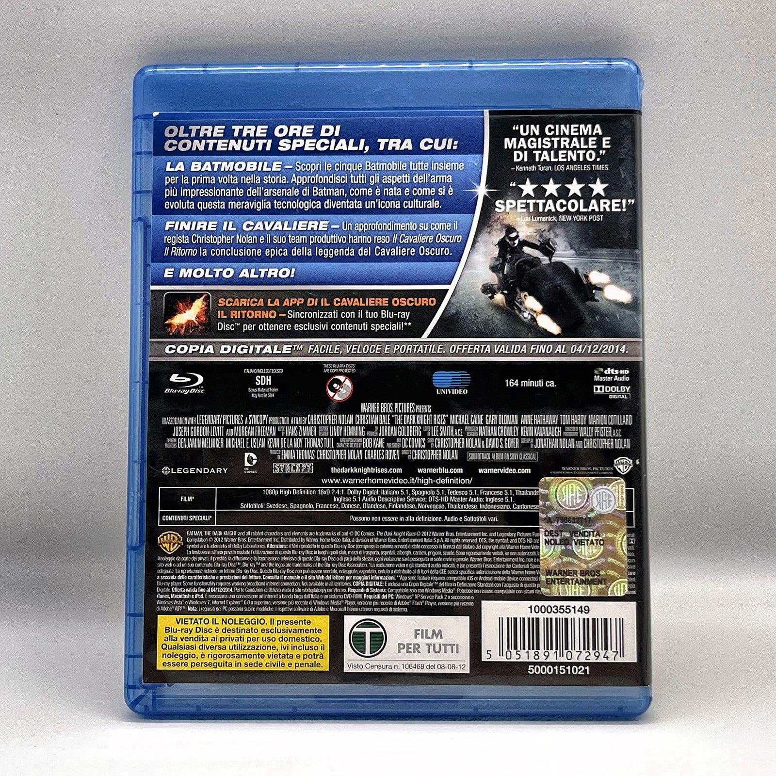 Il Cavaliere Oscuro Il Ritorno 2 Blu-ray + Copia Digitale Nolan Batman ITA