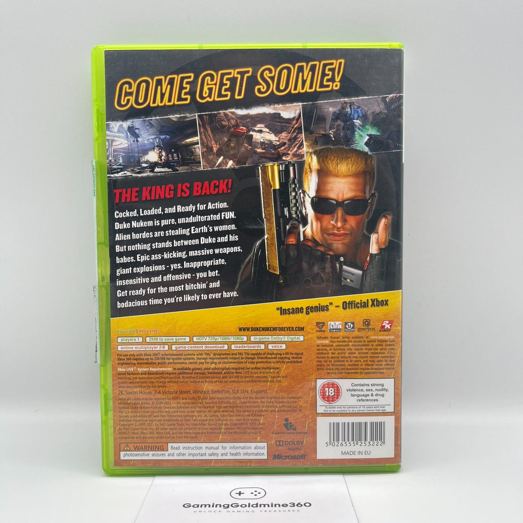 Duke Nukem Forever Xbox 360 (senza manuale) PAL 2K GearBox Microsoft BUONO STATO