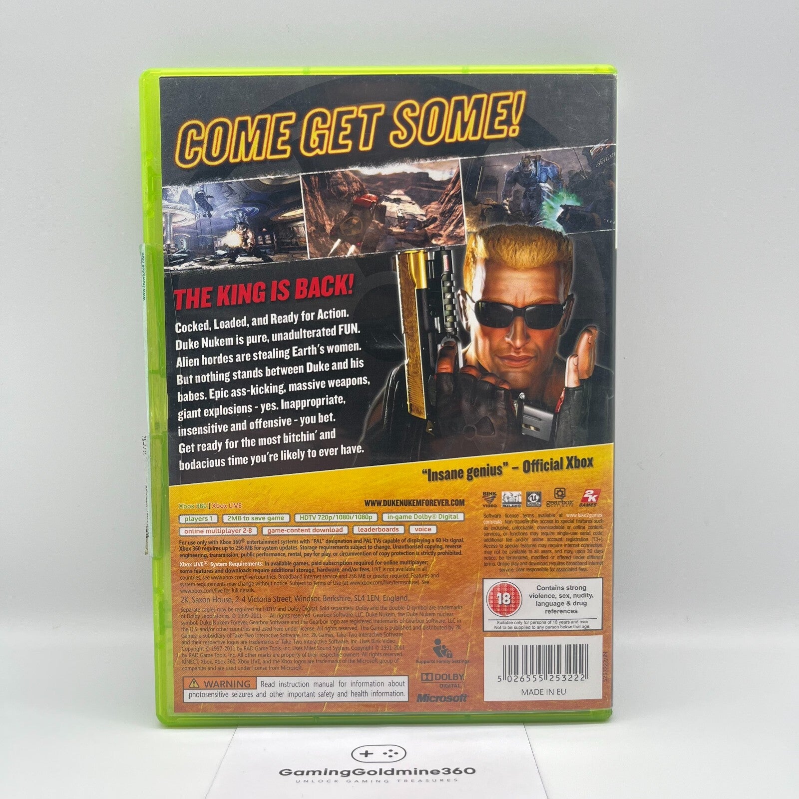 Duke Nukem Forever Xbox 360 (senza manuale) PAL 2K GearBox Microsoft BUONO STATO