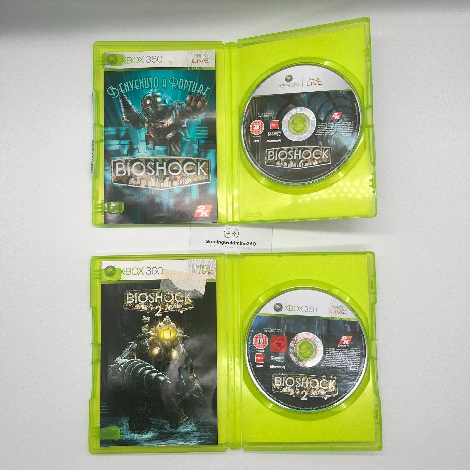 BioShock + BioShock 2 Xbox 360 ITALIANO Completi con Manuale COME NUOVI 2K Games