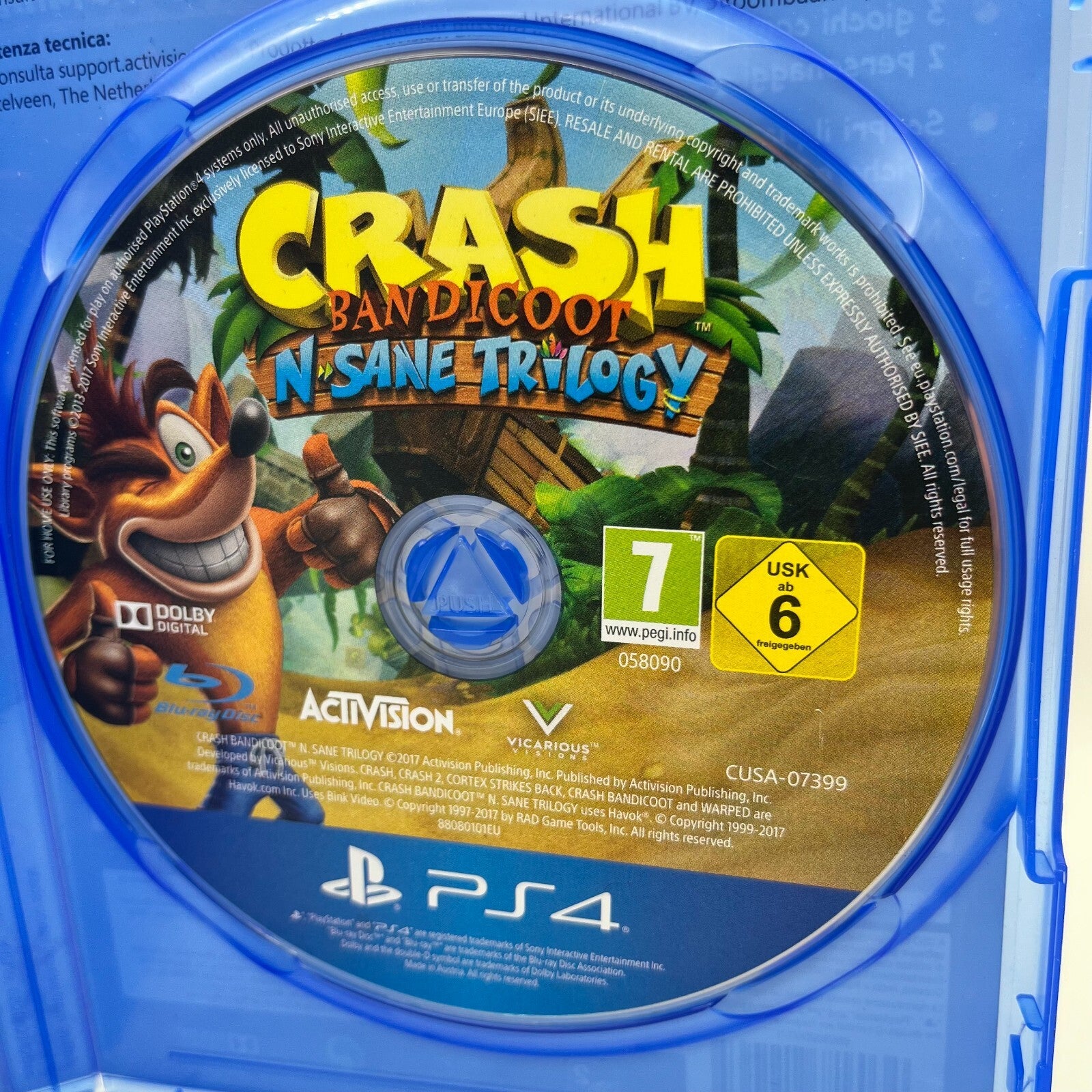 Crash Bandicoot: N Sane Trilogy PS4 Italiano Activision Sony PlayStation 4 2017