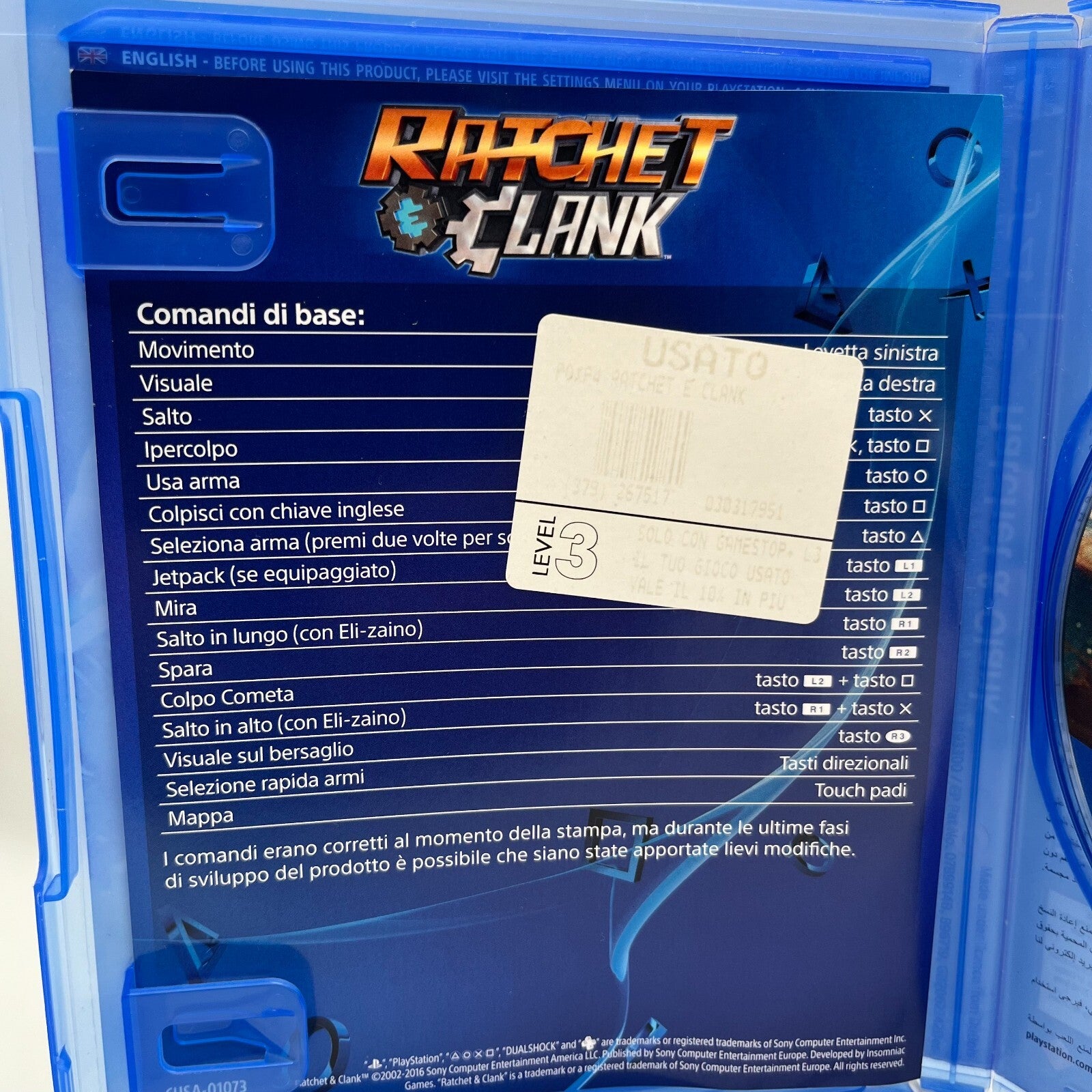 Ratchet & Clank PS4 Insomniac Sony PlayStation 4 OTTIME CONDIZIONI Multilingua
