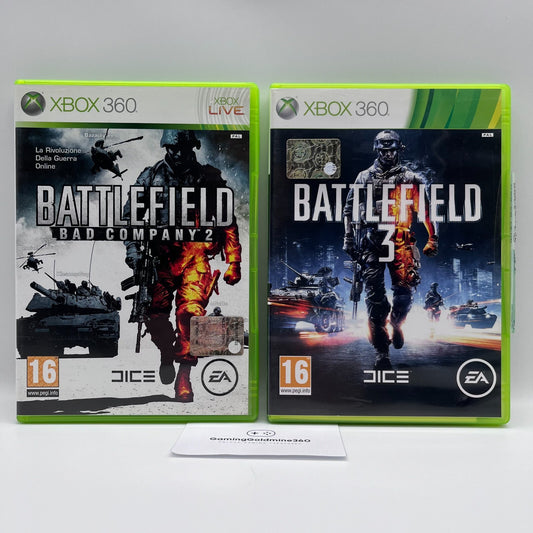 BATTLEFIELD Bad Company 2 + 3 Xbox 360 Italiano Completi EA Microsoft Xbox360