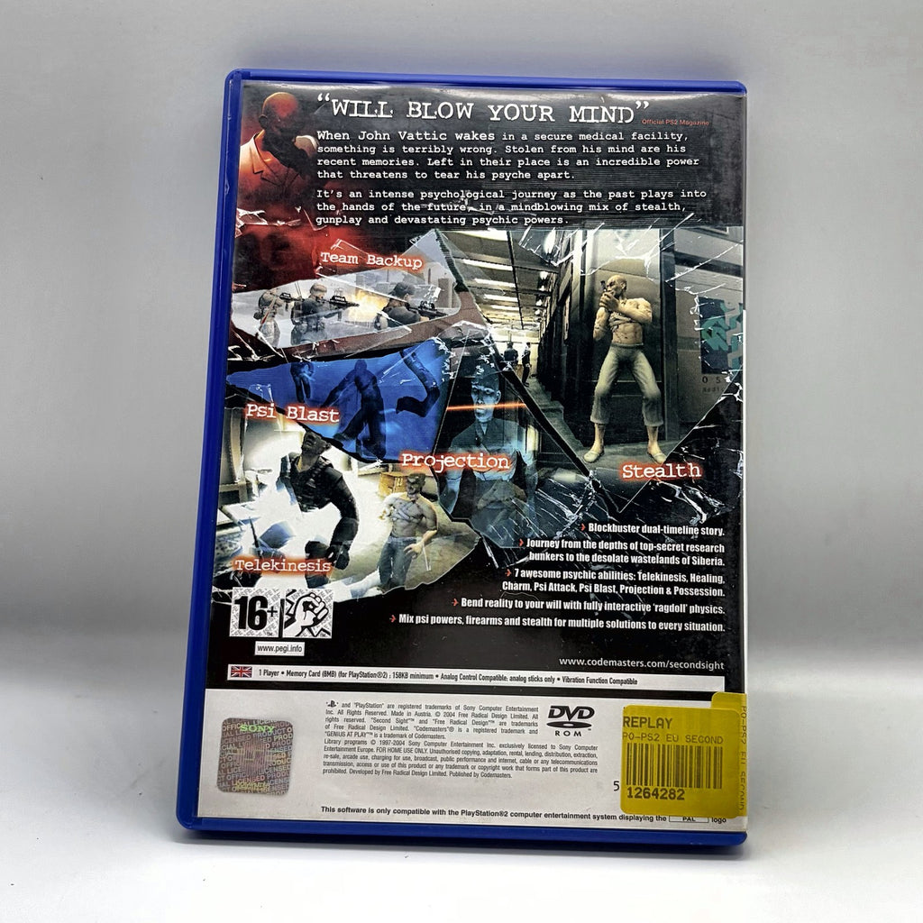 Second Sight PS2 PlayStation 2 PAL Inglese Codemasters Free Radical Azione