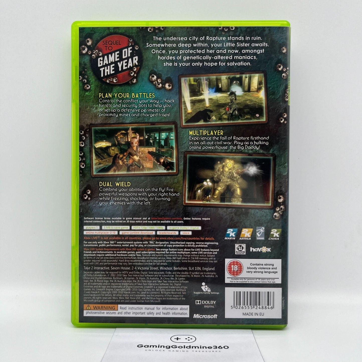 BioShock 2 Xbox 360 Completo con Manuale PAL Multilingua 2KGames Microsoft NUOVO