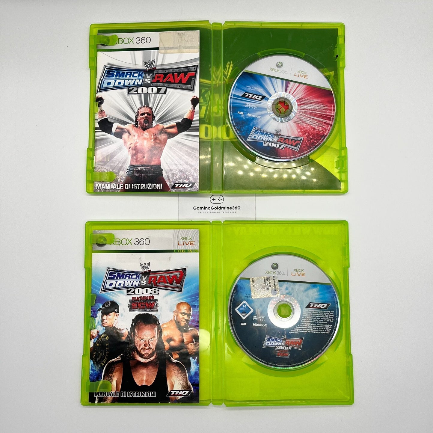 WWE Smackdown vs Raw 2007 + 2008 (cover reprint) Xbox 360 Italiano Completi PAL