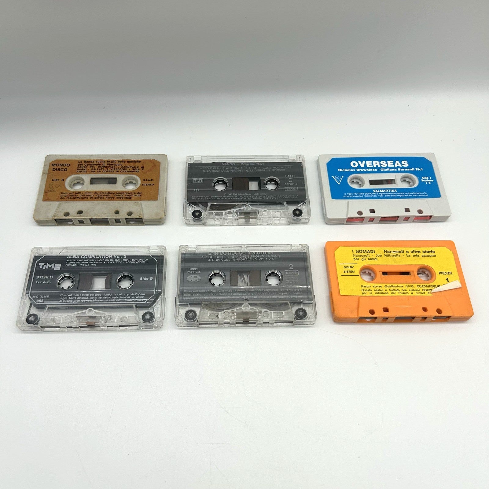 Lotto 6 Musicassette Anni 80 90 MC Mango Nomadi Ruggeri Compilation Italiane