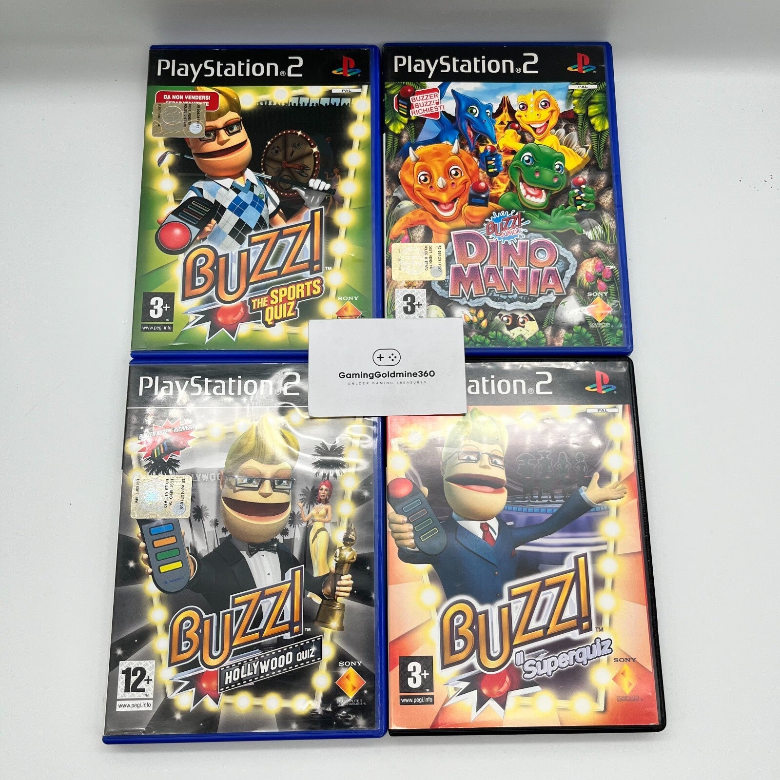 BUZZ! Quiz Sports+Junior Dino Mania+Hollywood+Superquiz PS2 Sony PlayStation 2