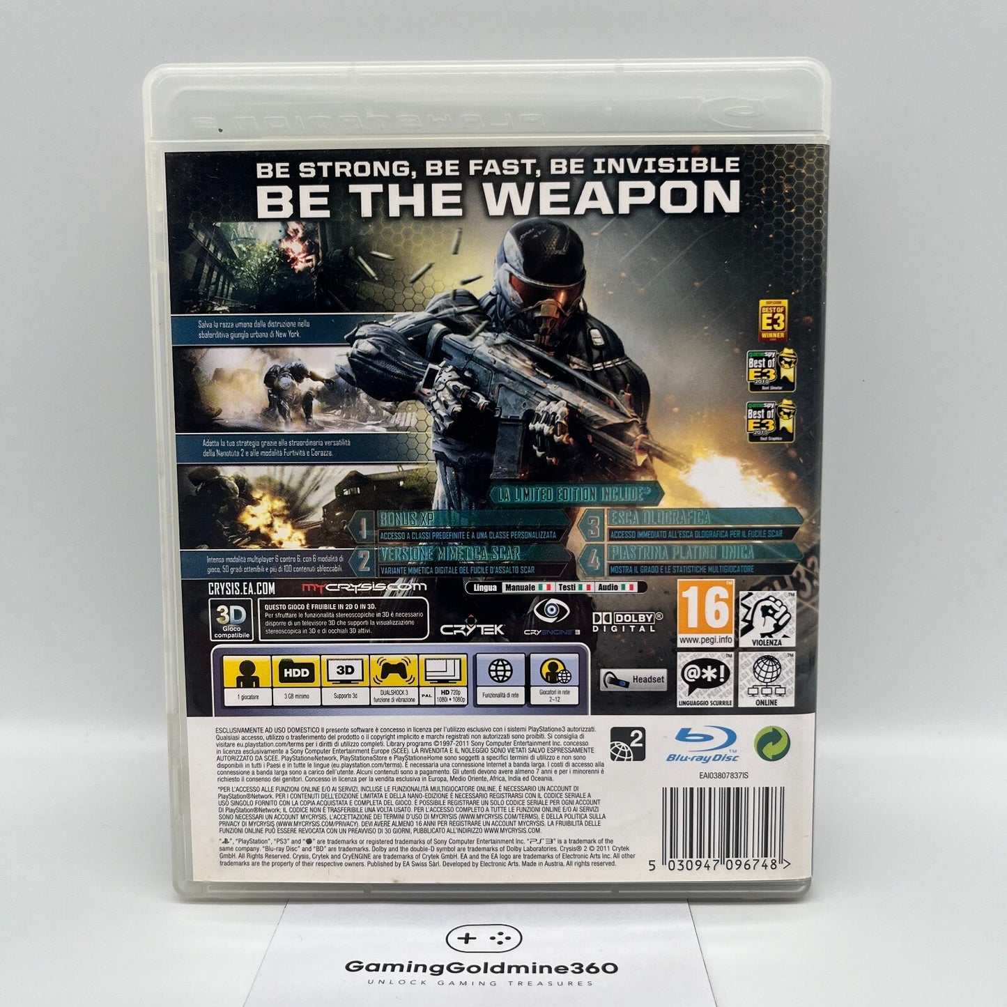 CRYSIS 2 Limited Edition PS3 Italiano Completo PAL EA Sony PlayStation 3 OTTIMO