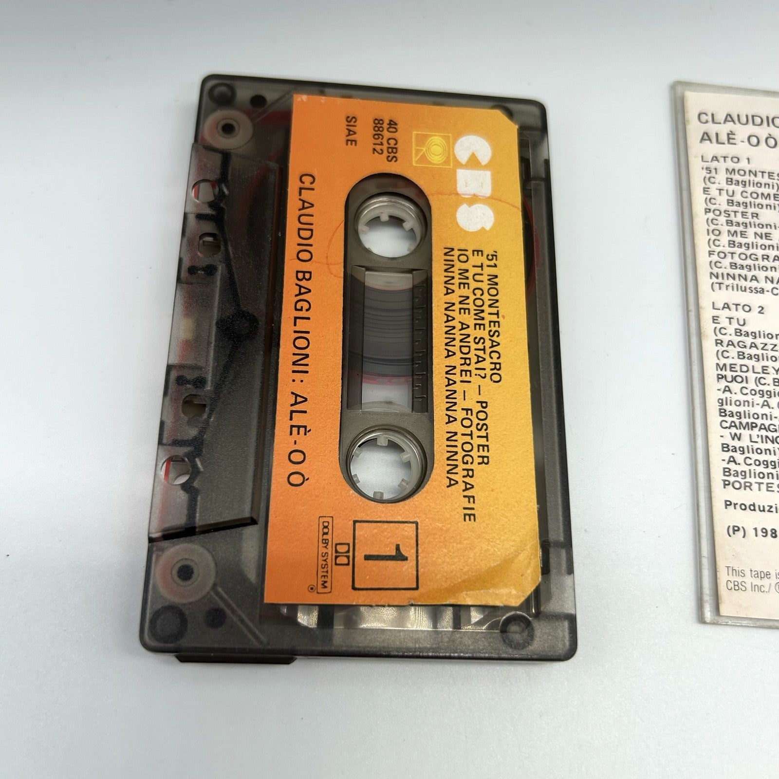Claudio Baglioni Ale-oo Musicassetta Doppia MC CBS 1982 Live Italiana Testata