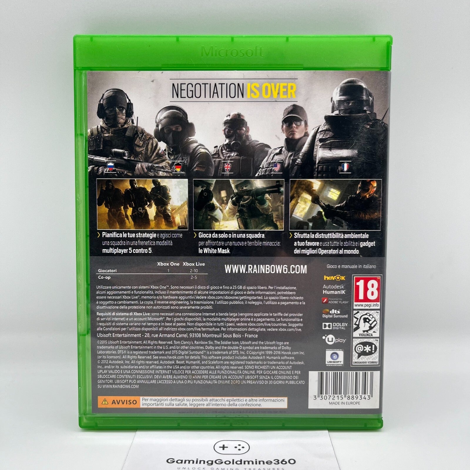 Tom Clancy's Rainbow SIX Siege Xbox One Italiano Completo OTTIME CONDIZIONI