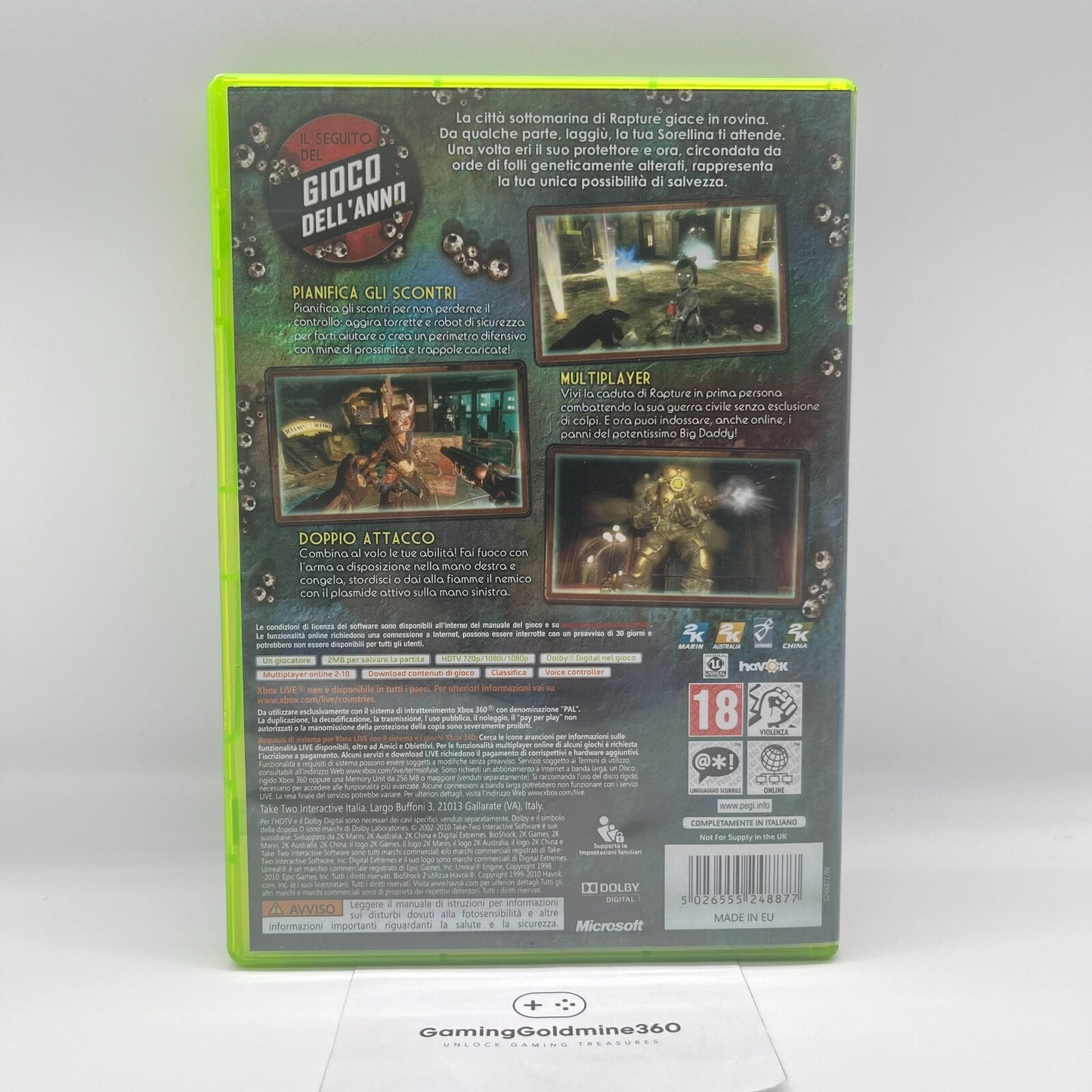 BioShock + BioShock 2 Xbox 360 ITALIANO Completi con Manuale COME NUOVI 2K Games