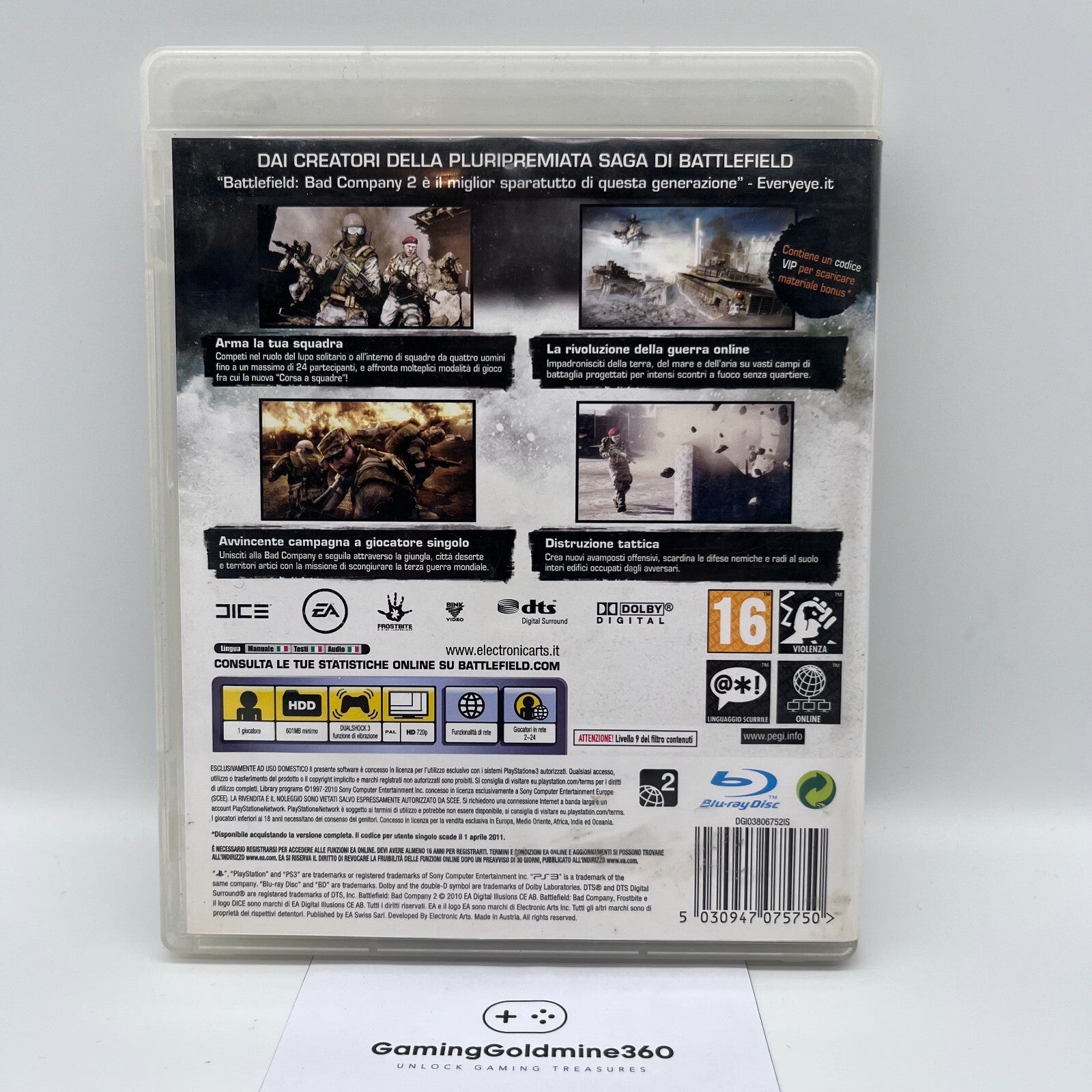 BATTLEFIELD Bad Company 2 PS3 Italiano Completo PAL EA Sony PlayStation 3 OTTIMO