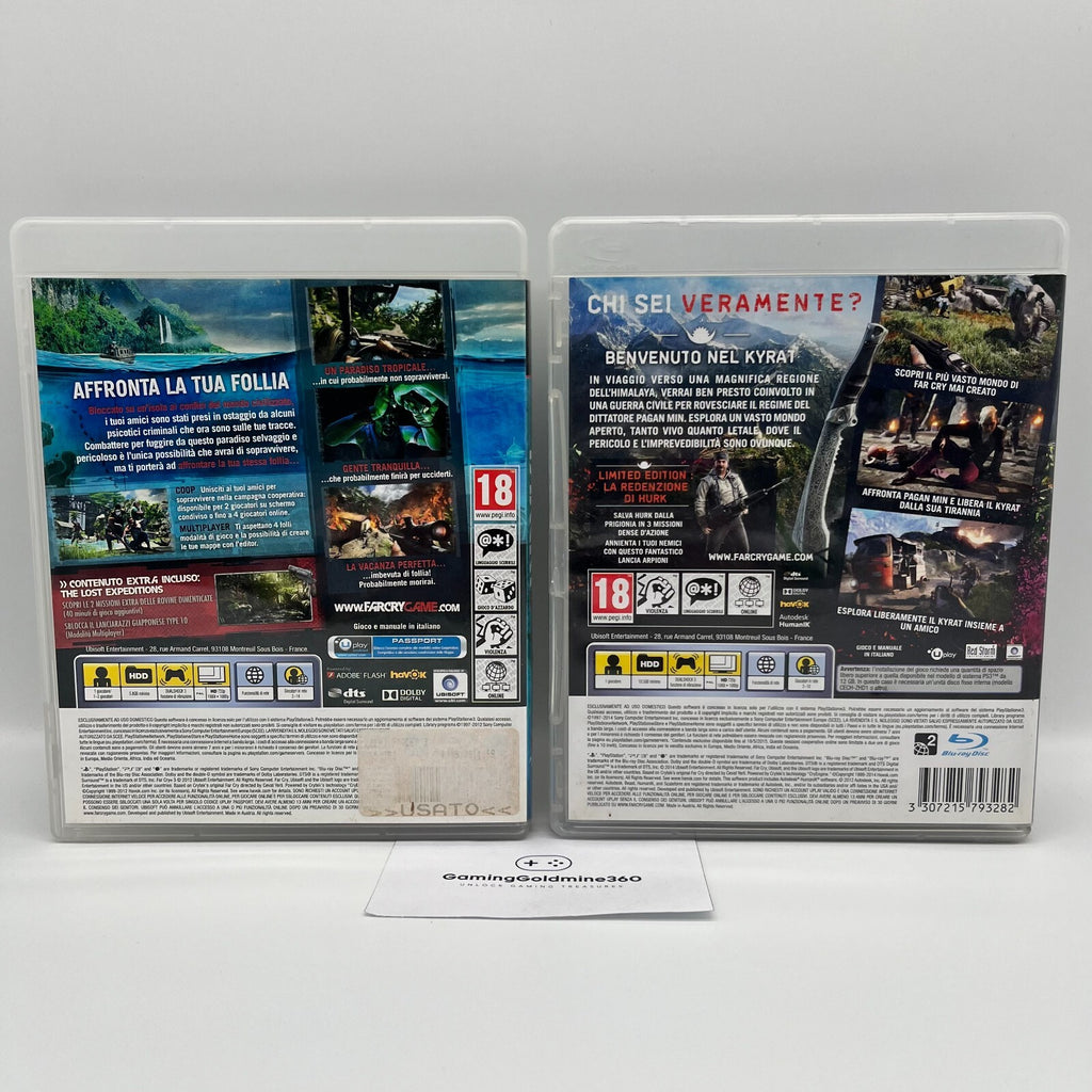 FarCry 3 + 4 PS3 Italiano Completo PAL Ubisoft Sony PlayStation 3 Far Cry OTTIMO