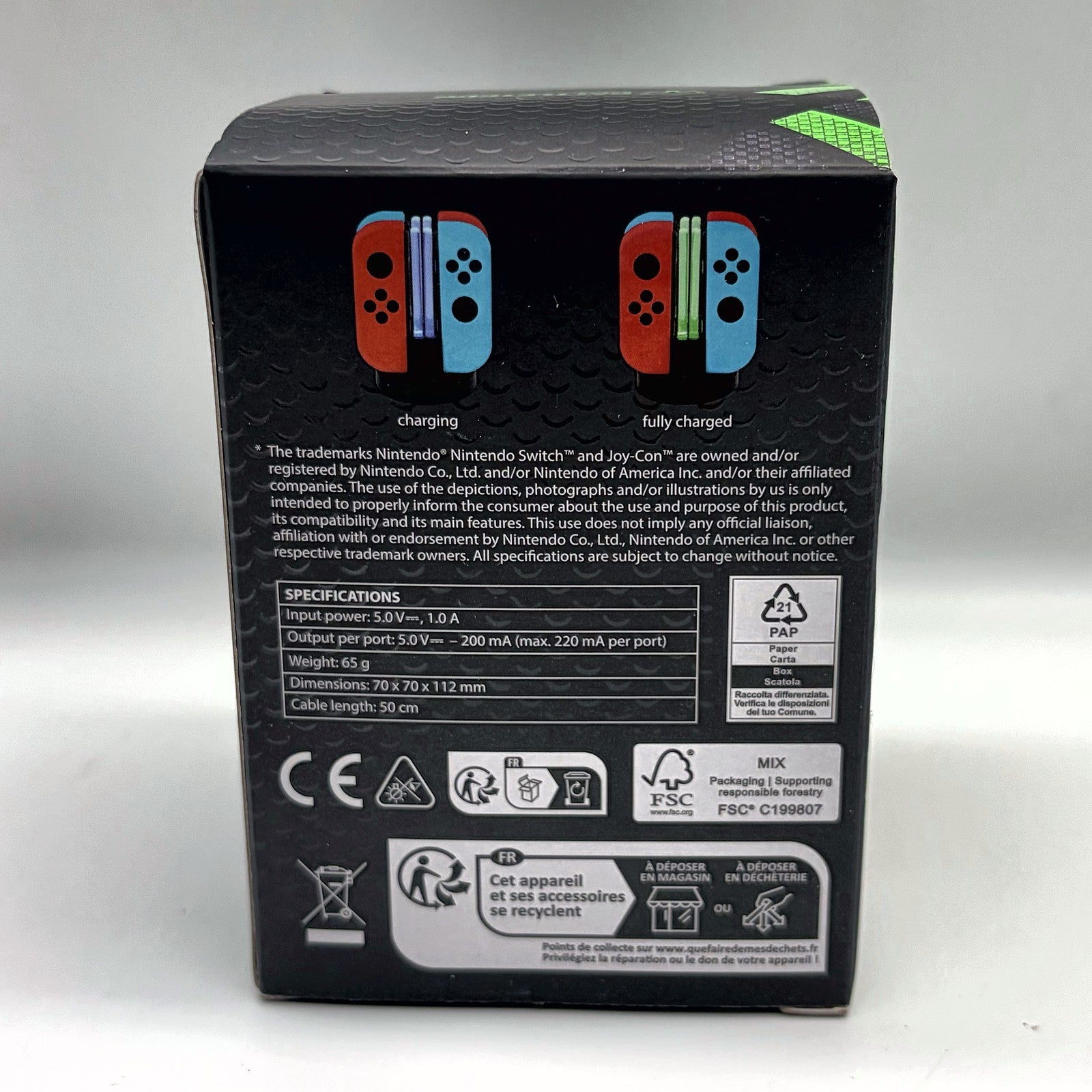 Caricatore Battletron Dock Ricarica Joy-Con Nintendo Switch USB-C LED Nuovo