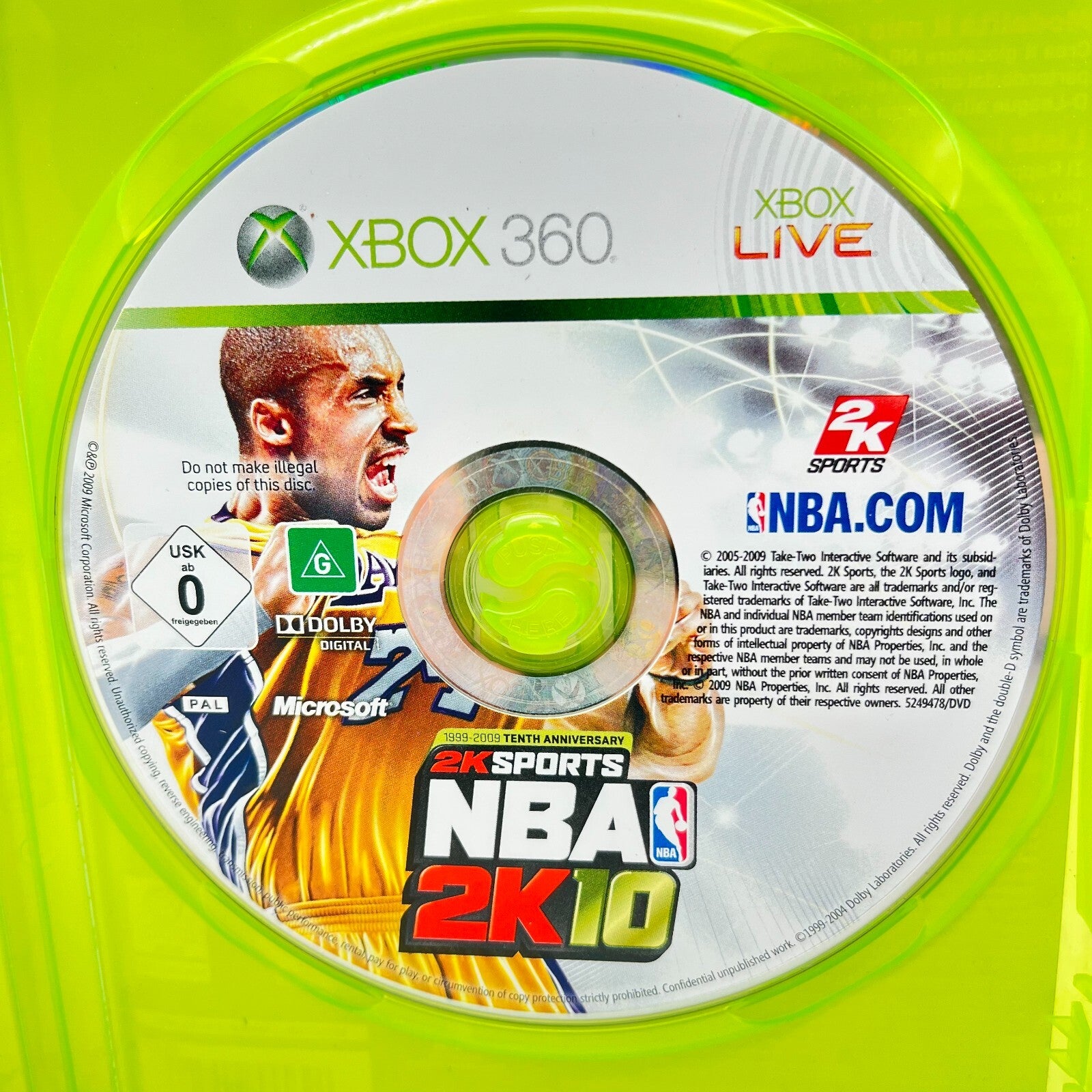 NBA 2K10 (2010) Xbox 360 Italiano Completo con Manuale PAL Microsoft Kobe Bryant
