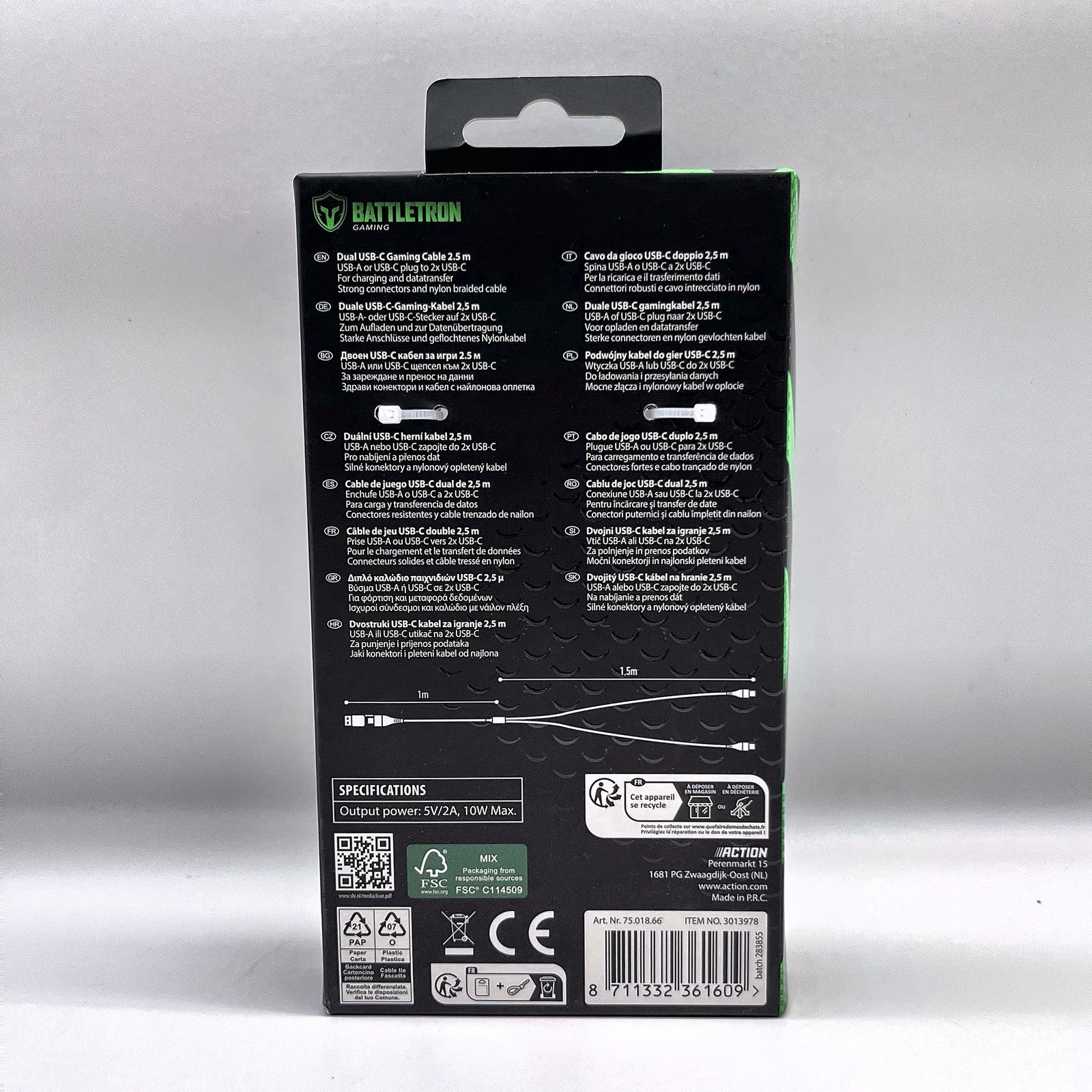 Cavo Ricarica Doppio USB-C Battletron PS5 Xbox Switch 2 Controller Nuovo