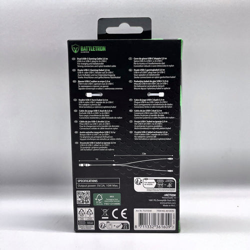 Cavo Ricarica Doppio USB-C Battletron PS5 Xbox Switch 2 Controller Nuovo