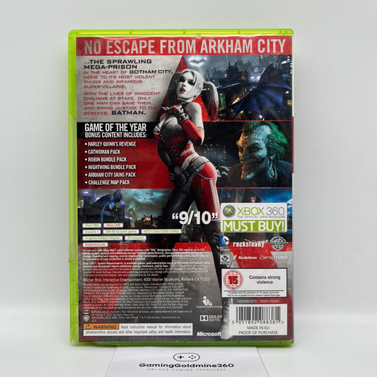 BATMAN Arkham City Game of the Year Edition Xbox 360 Completo con Manuale PAL