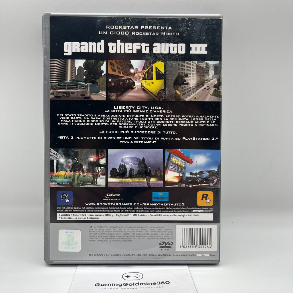 GTA 3 PS2 Italiano Completo Grand Theft Auto III Rockstar Sony PlayStation 2
