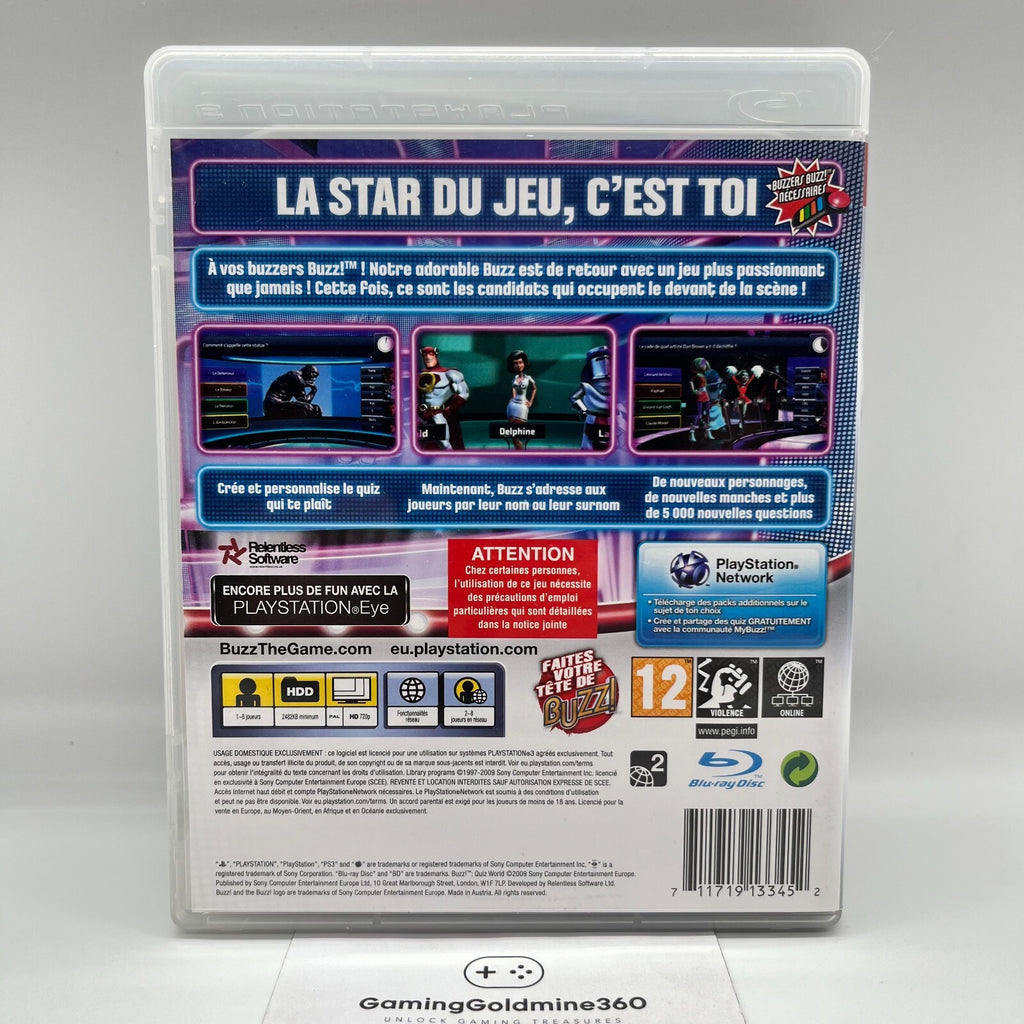 BUZZ ! QUIZ TV PS3 Completo + 4 Controller Sony PlayStation 3 SENZA PENNETTA USB