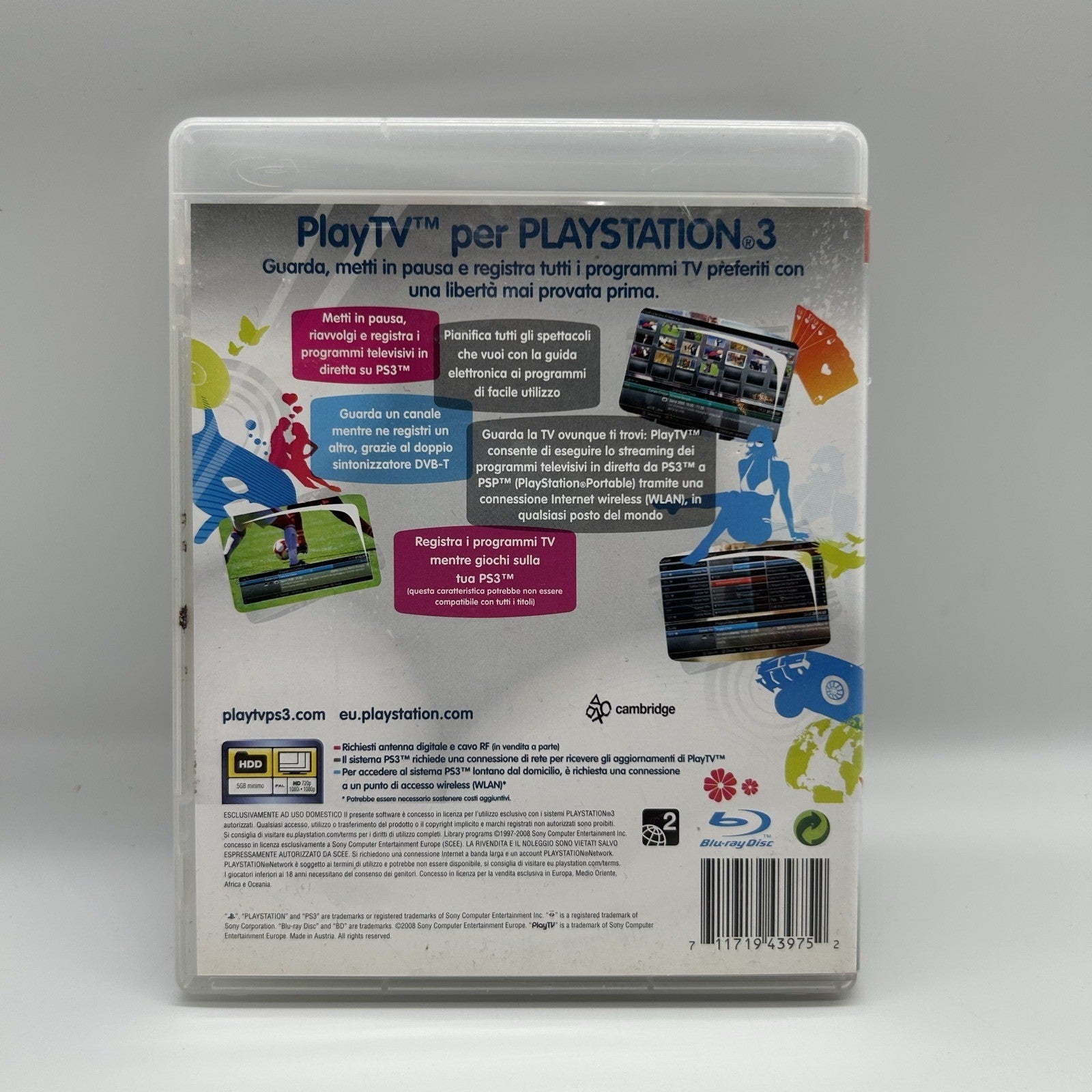 PlayTV PS3 Software Sony PlayStation 3 PAL ITA Disco e Custodia SENZA Tuner