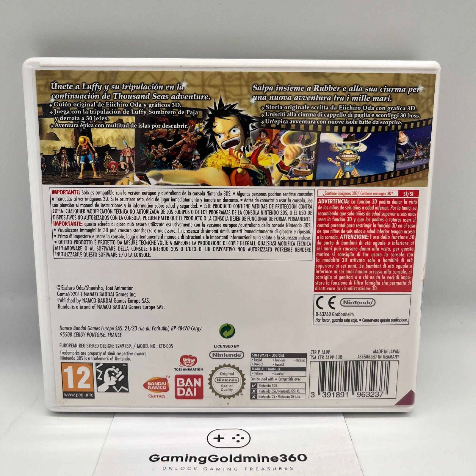 One Piece Unlimited Cruise SP 2 Nintendo 3DS Italiano Completo con Manuale 2DS
