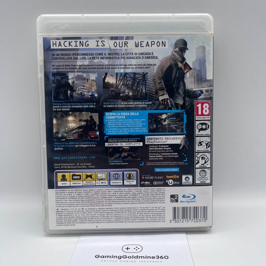 WATCH DOGS PS3 Italiano PAL Completo con Libretto Ubisoft Sony PlayStation 3 NEW