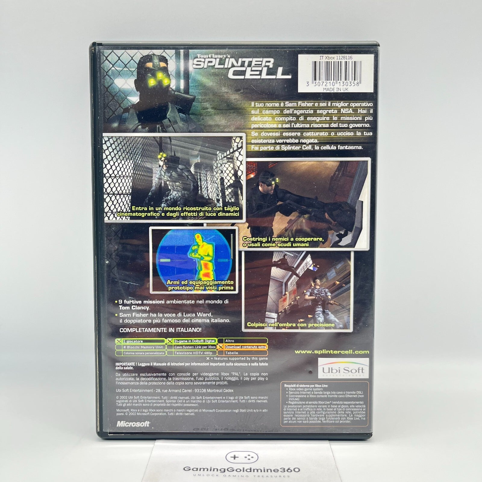 Tom Clancy's Splinter Cell Xbox Italiano Completo PAL Ubisoft Microsoft Xbox360