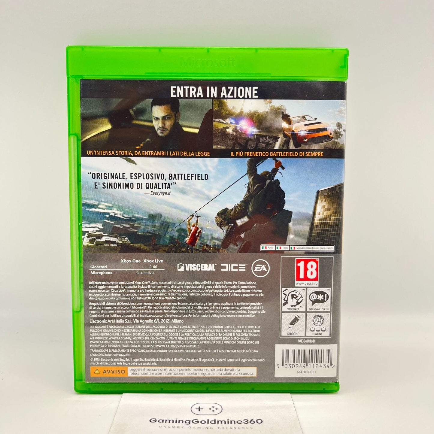 Battlefield HardLine Xbox One Italiano Completo Gioco EA Dice Microsoft OTTIMO
