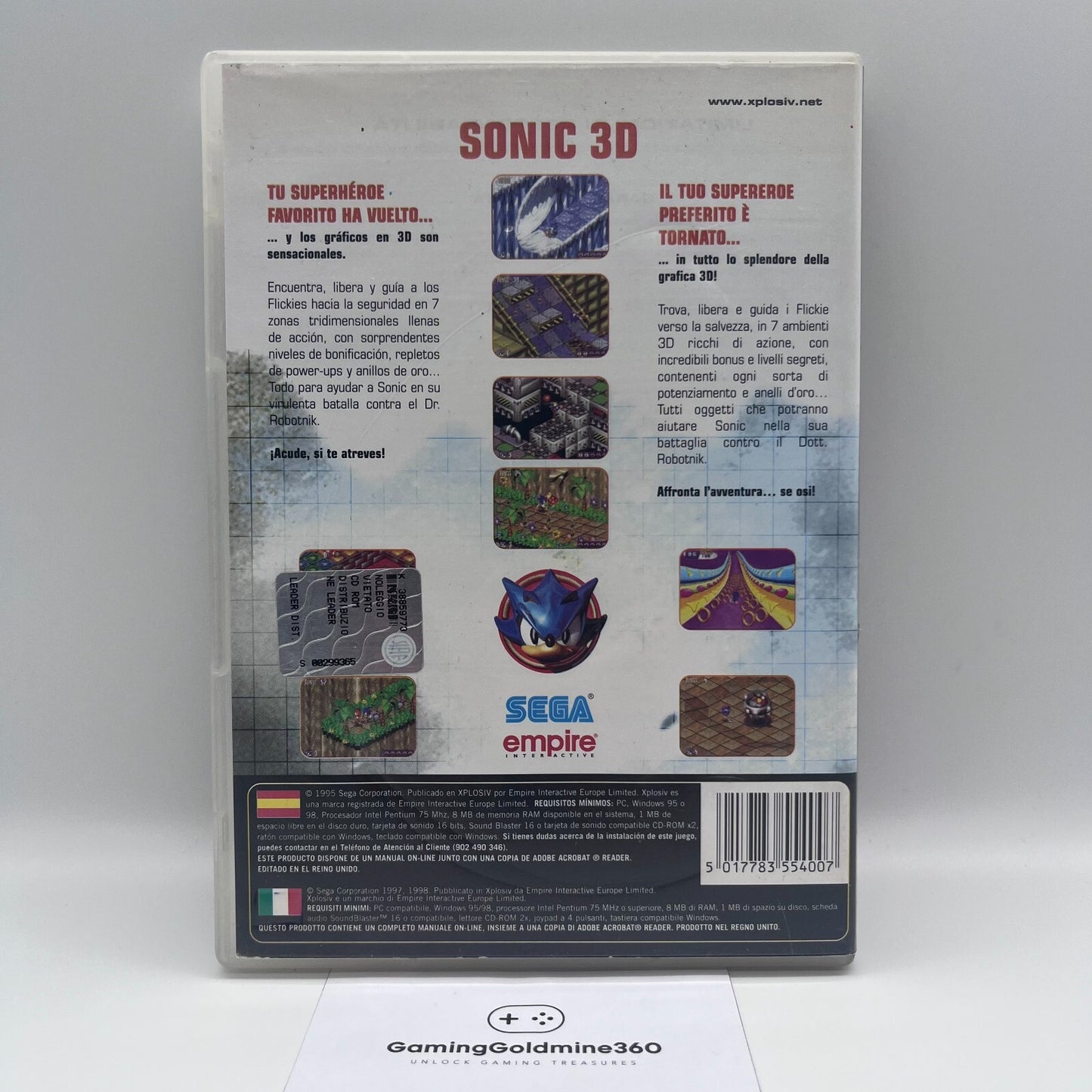 Sonic 3D Xplosive (PC: Windows 95/98) Italiano Sega Empire Interactive OTTIMO