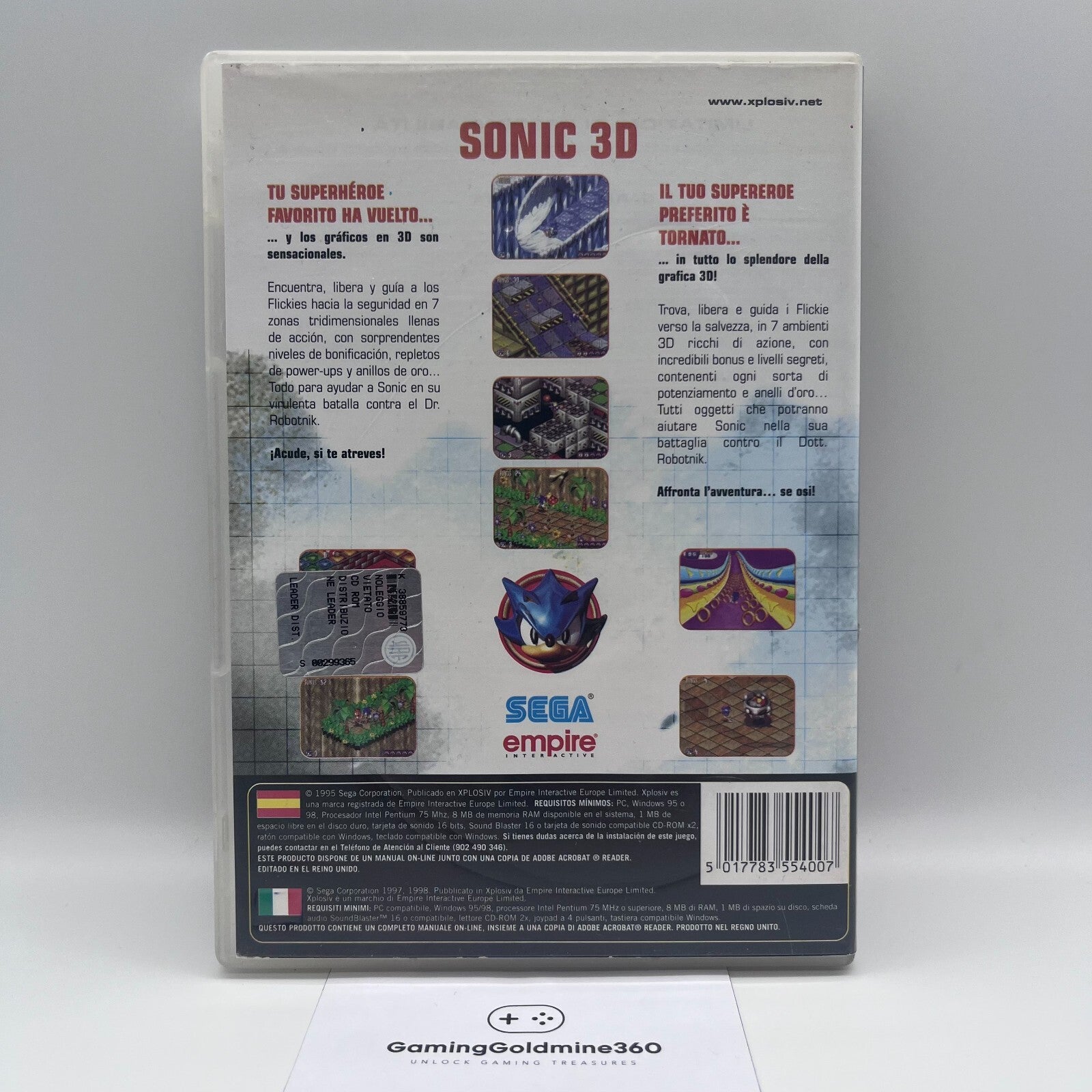 Sonic 3D Xplosive (PC: Windows 95/98) Italiano Sega Empire Interactive OTTIMO