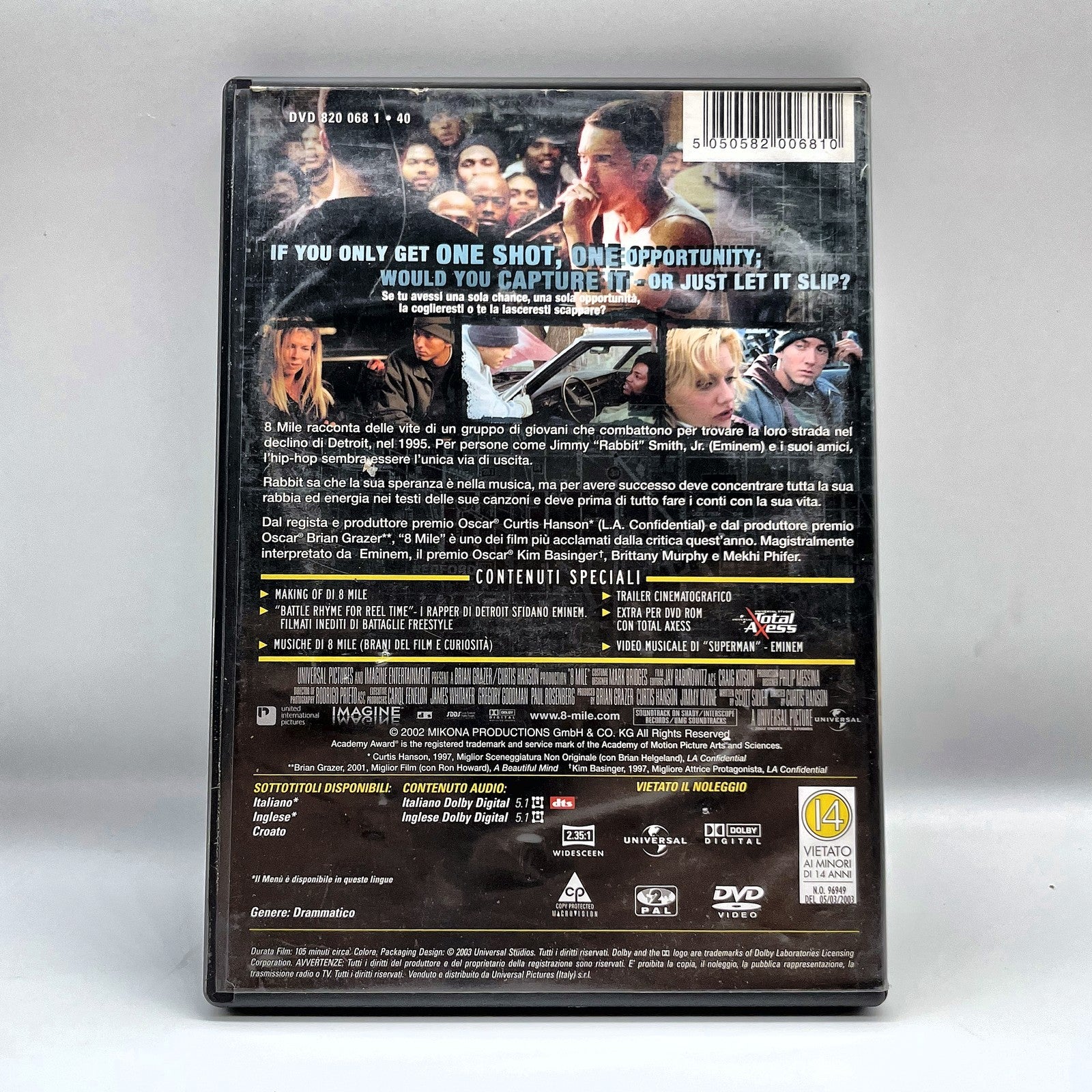 8 Mile DVD Eminem Kim Basinger Brittany Murphy ITA Universal Drammatico