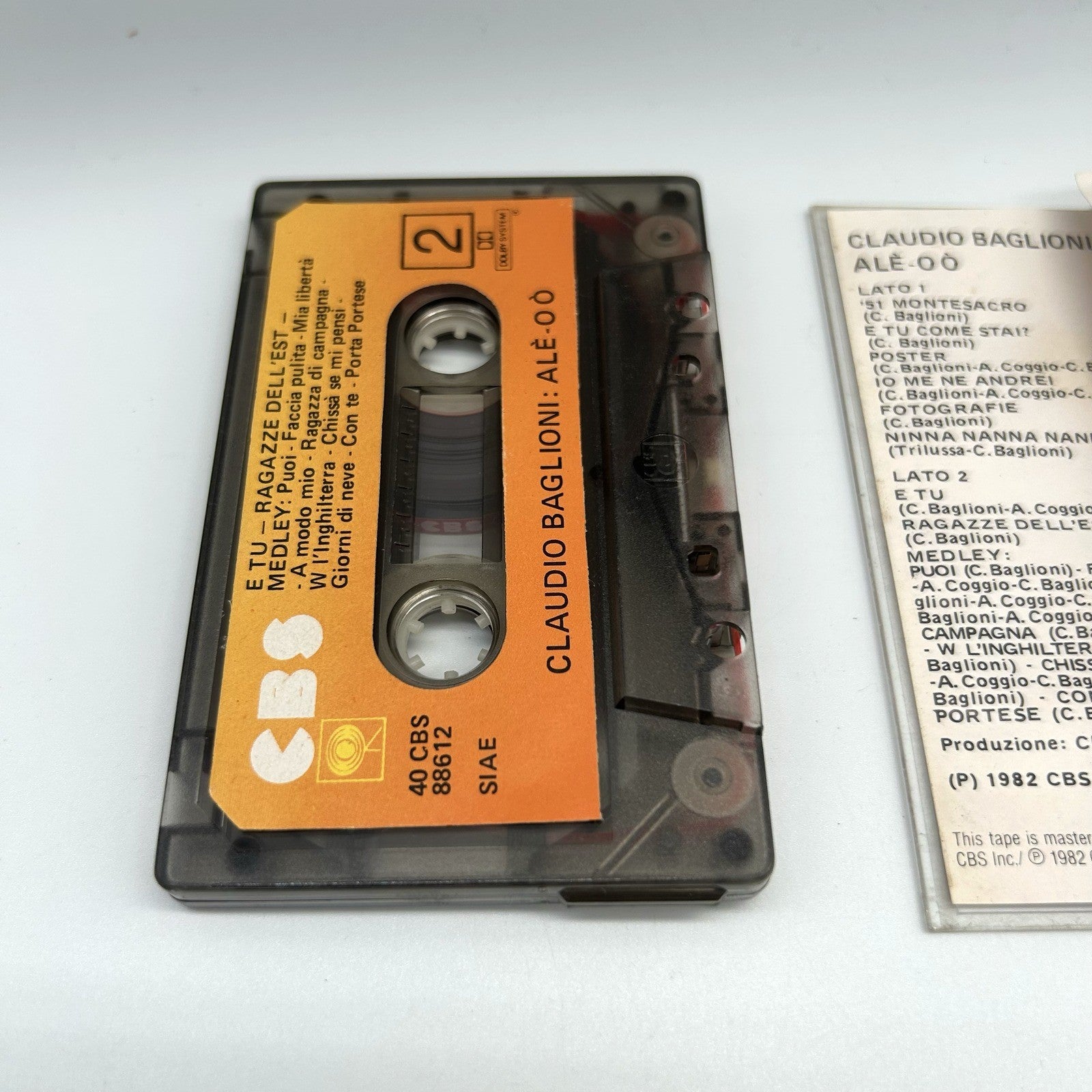 Claudio Baglioni Ale-oo Musicassetta Doppia MC CBS 1982 Live Italiana Testata