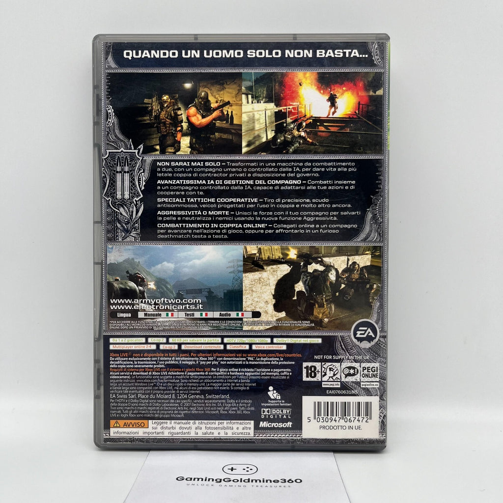 Army of Two Xbox 360 Italiano PAL Classics senza manuale EA Microsoft Xbox360