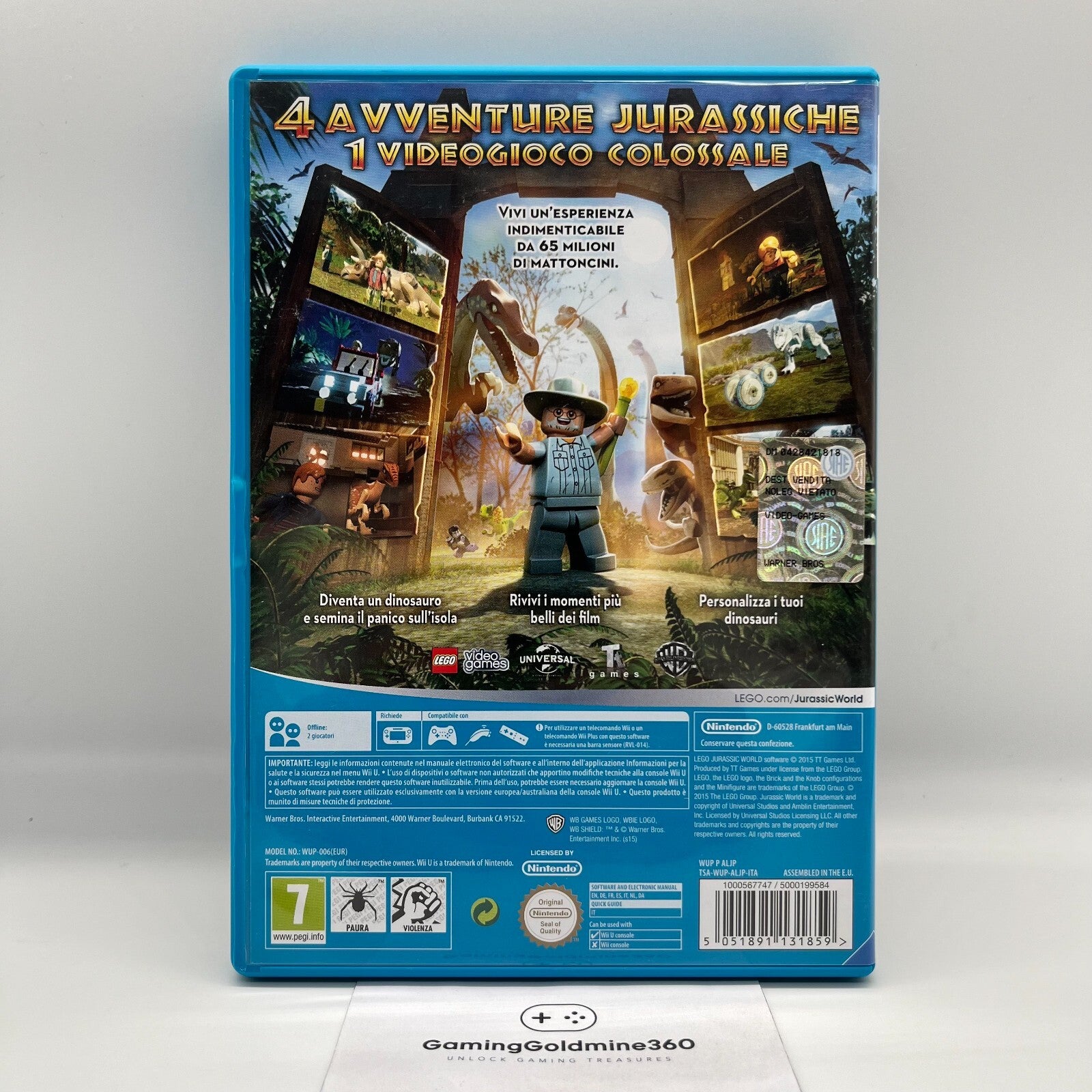 Lego Jurassic World Nintendo Wii U Italiano Completo con Manuale WB COME NUOVO