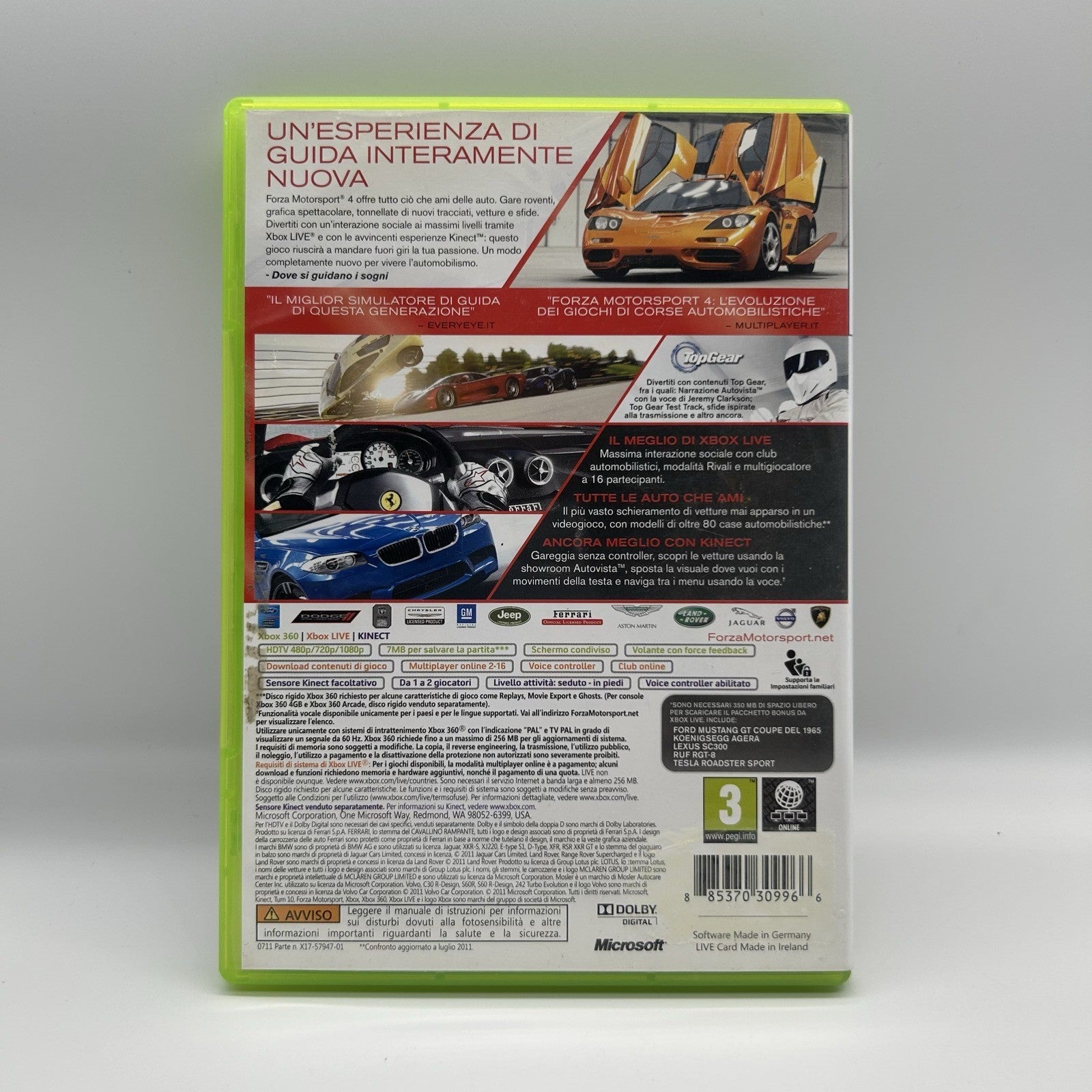 Forza Motorsport 4 Xbox 360 PAL ITA 2 Dischi Completo Microsoft Corse Testato