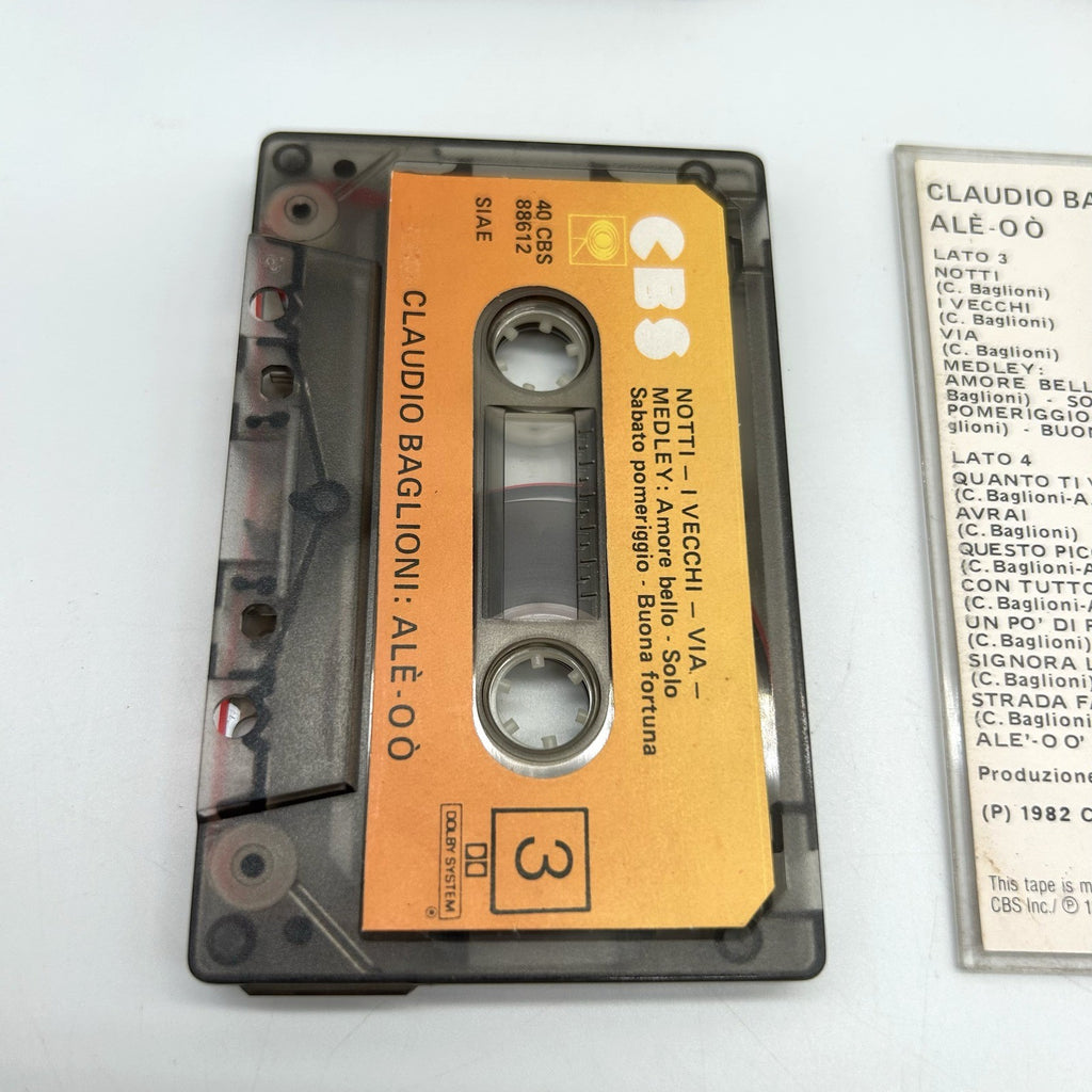 Claudio Baglioni Ale-oo Musicassetta Doppia MC CBS 1982 Live Italiana Testata