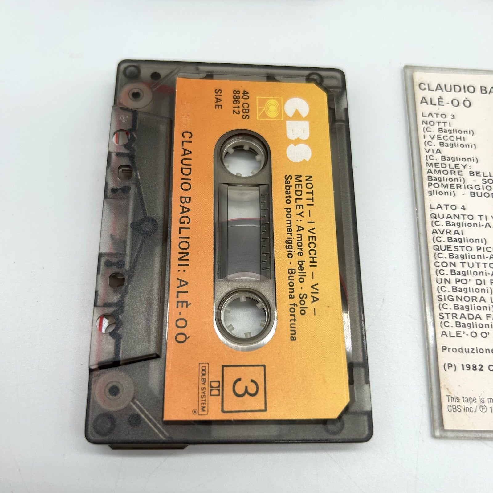 Claudio Baglioni Ale-oo Musicassetta Doppia MC CBS 1982 Live Italiana Testata