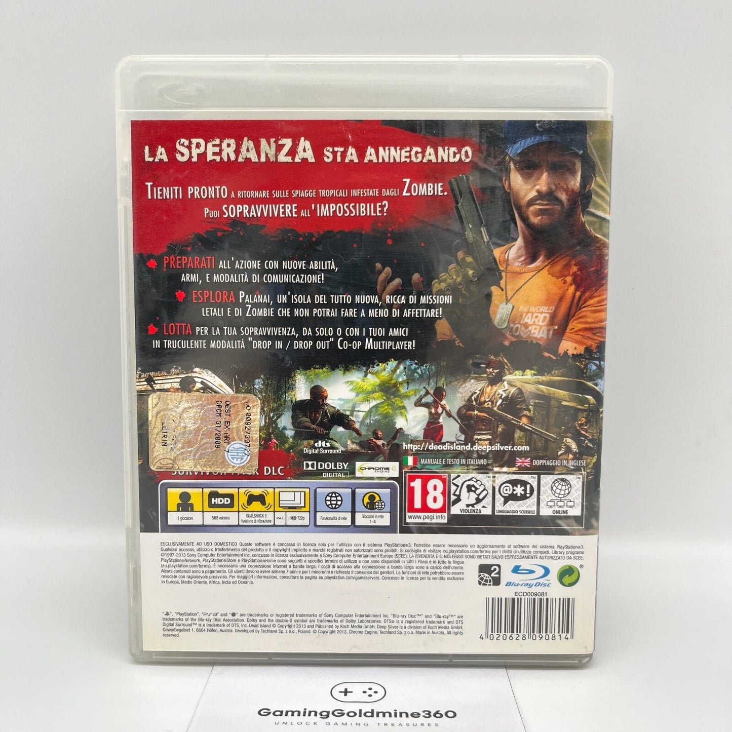 Dead Island Riptide PS3 Italiano Completo PAL DeepSilver Sony PlayStation 3
