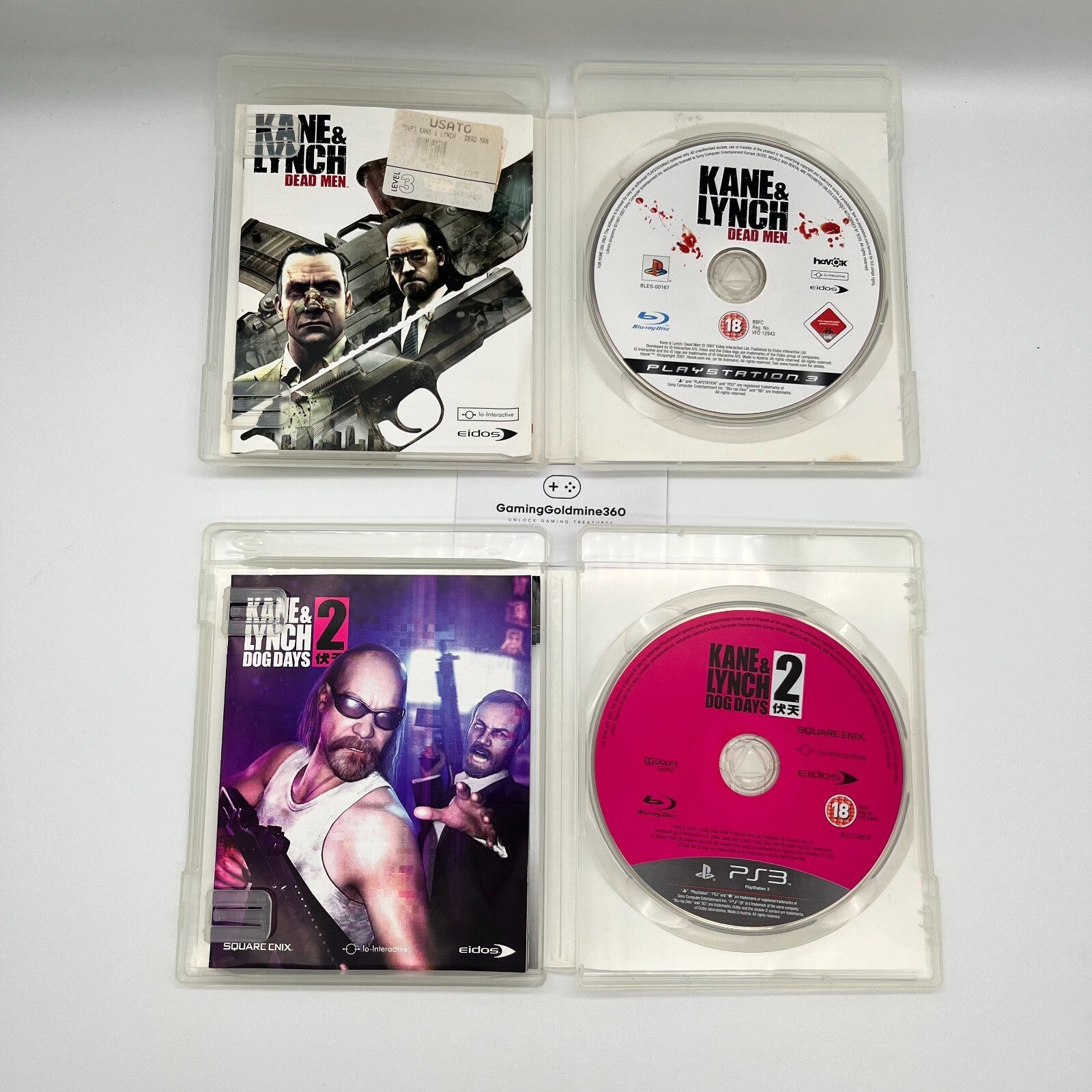 KANE & LYNCH Dead Men + 2 Dog Days PS3 Italiano Completo PAL Eidos PlayStation 3